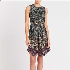 REBECCA TAYLOR Sleeveless Floral Print Silk Dress Size Small